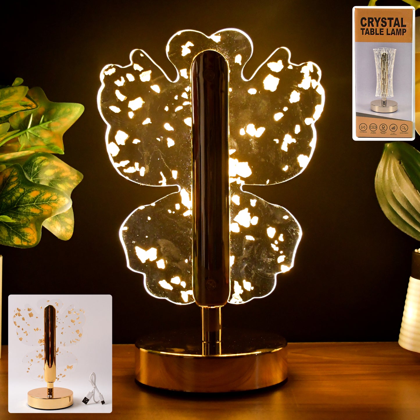 Luxury Golden Crystal LED Table Lamp